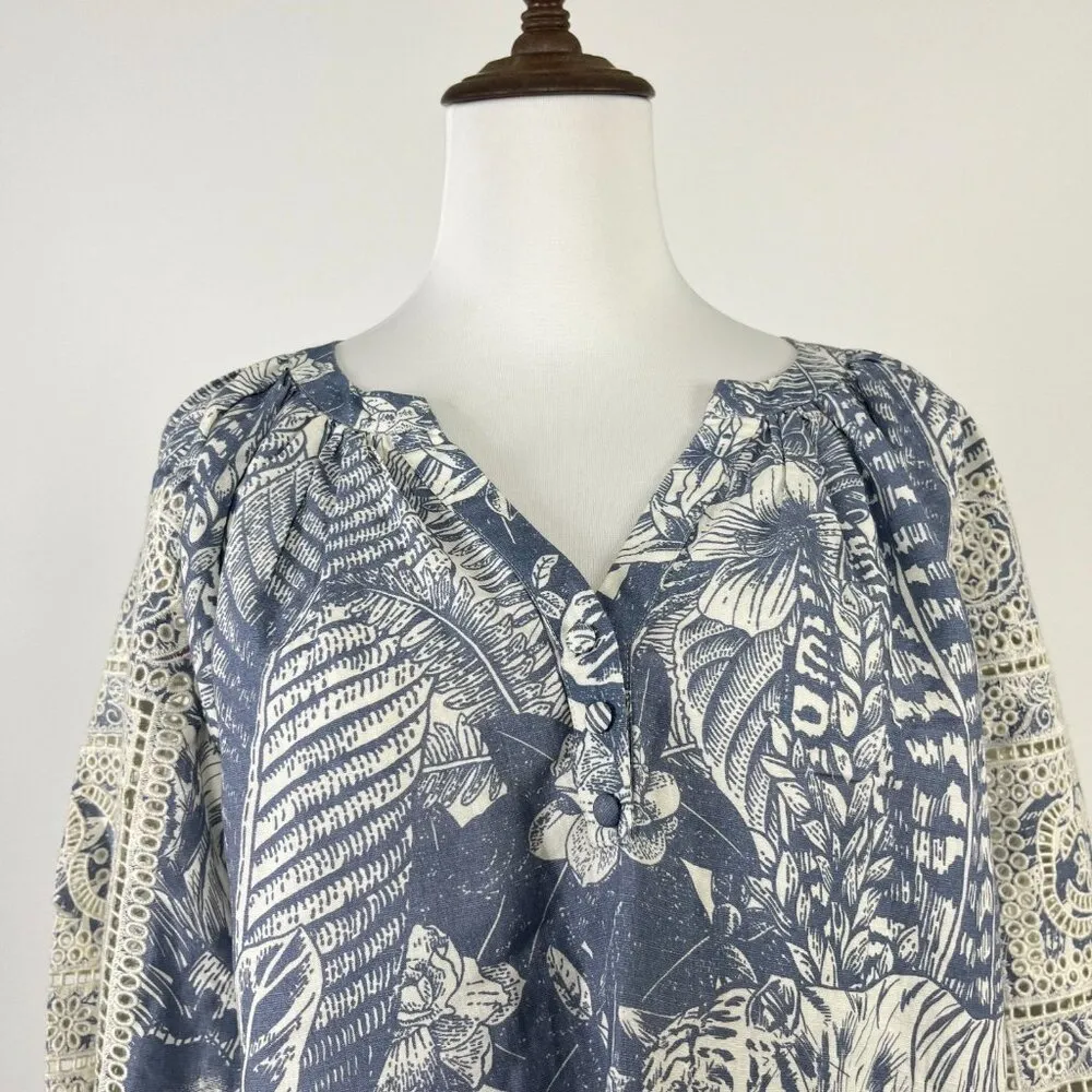 $455 NOWT See By Chloé Embroidery Floral Lace Top Blouse Size 40 Blue - Image 3