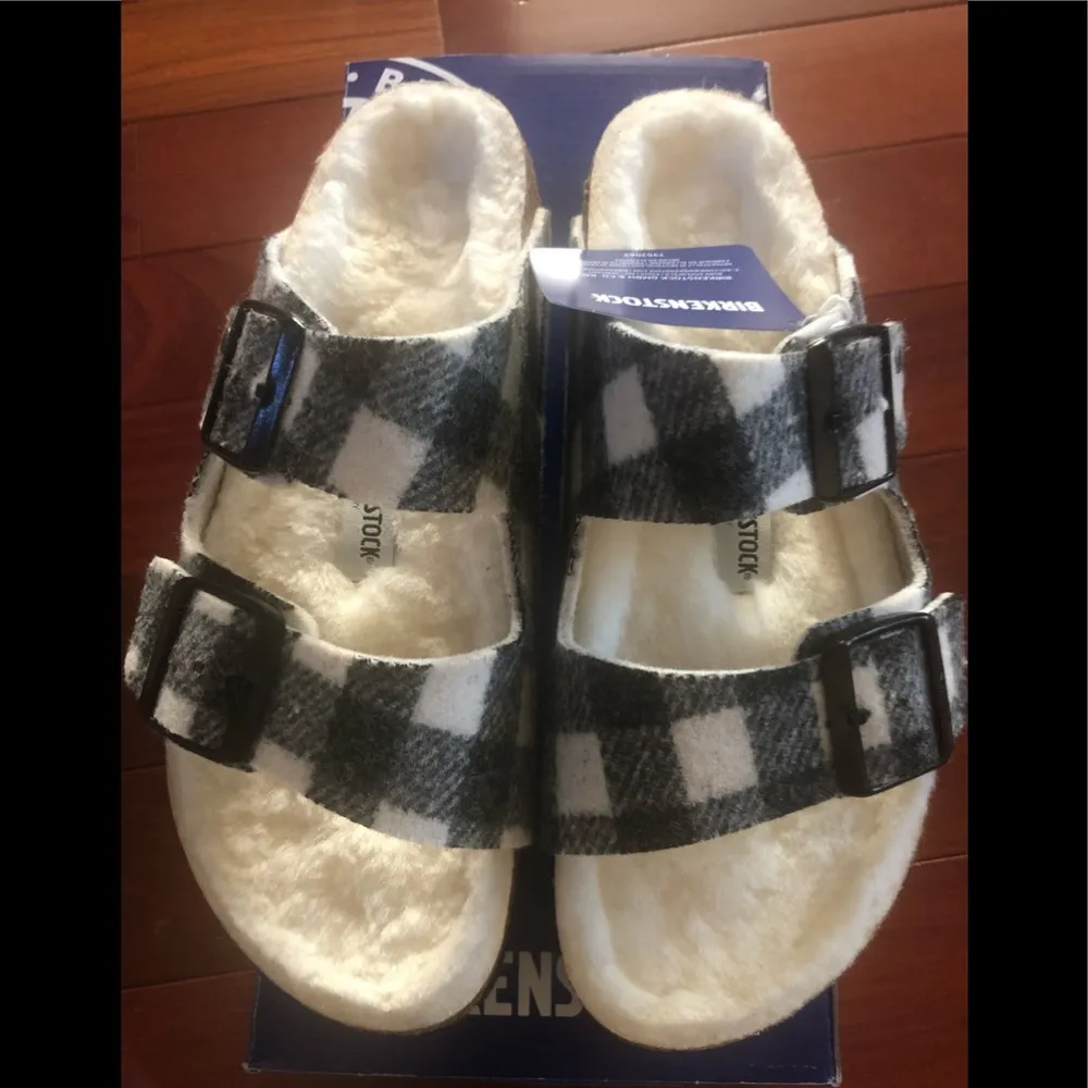Plaid Arizona Shearling-Lined Sandals - Image 4