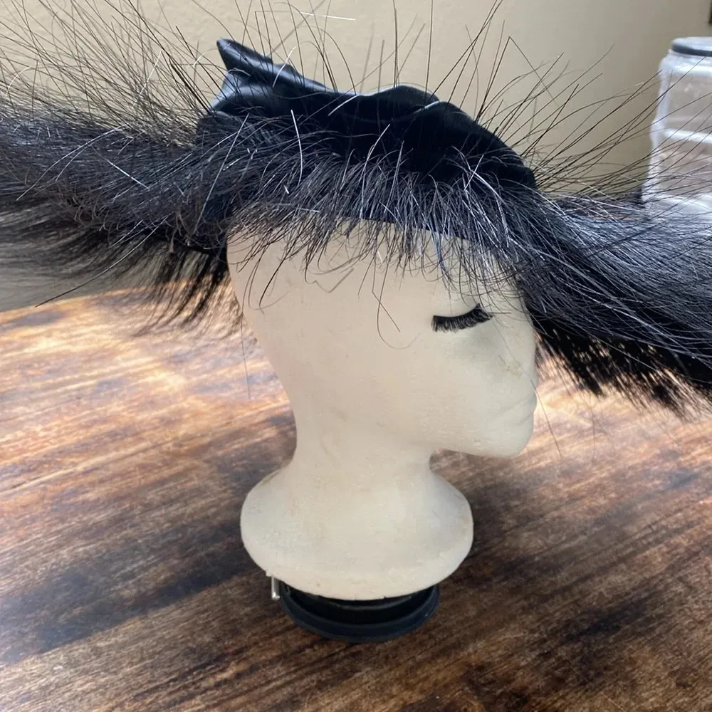 Met gala inspired vintage luxury open hat by designer Kokin wearable art Black - Image 4