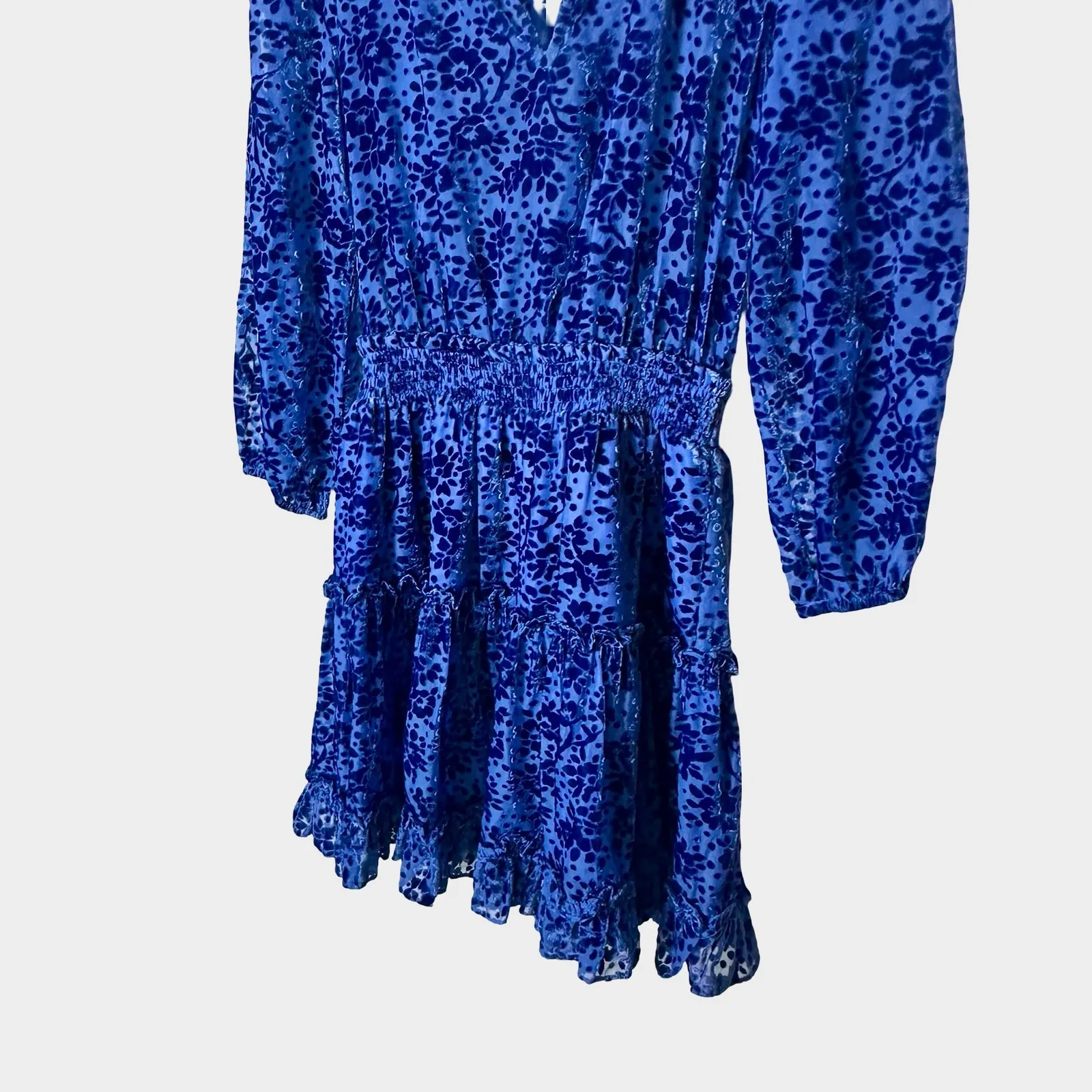 Shoshanna Sasha Dress Lapis Blue Burnout Velvet Mini Size 2 - Image 7