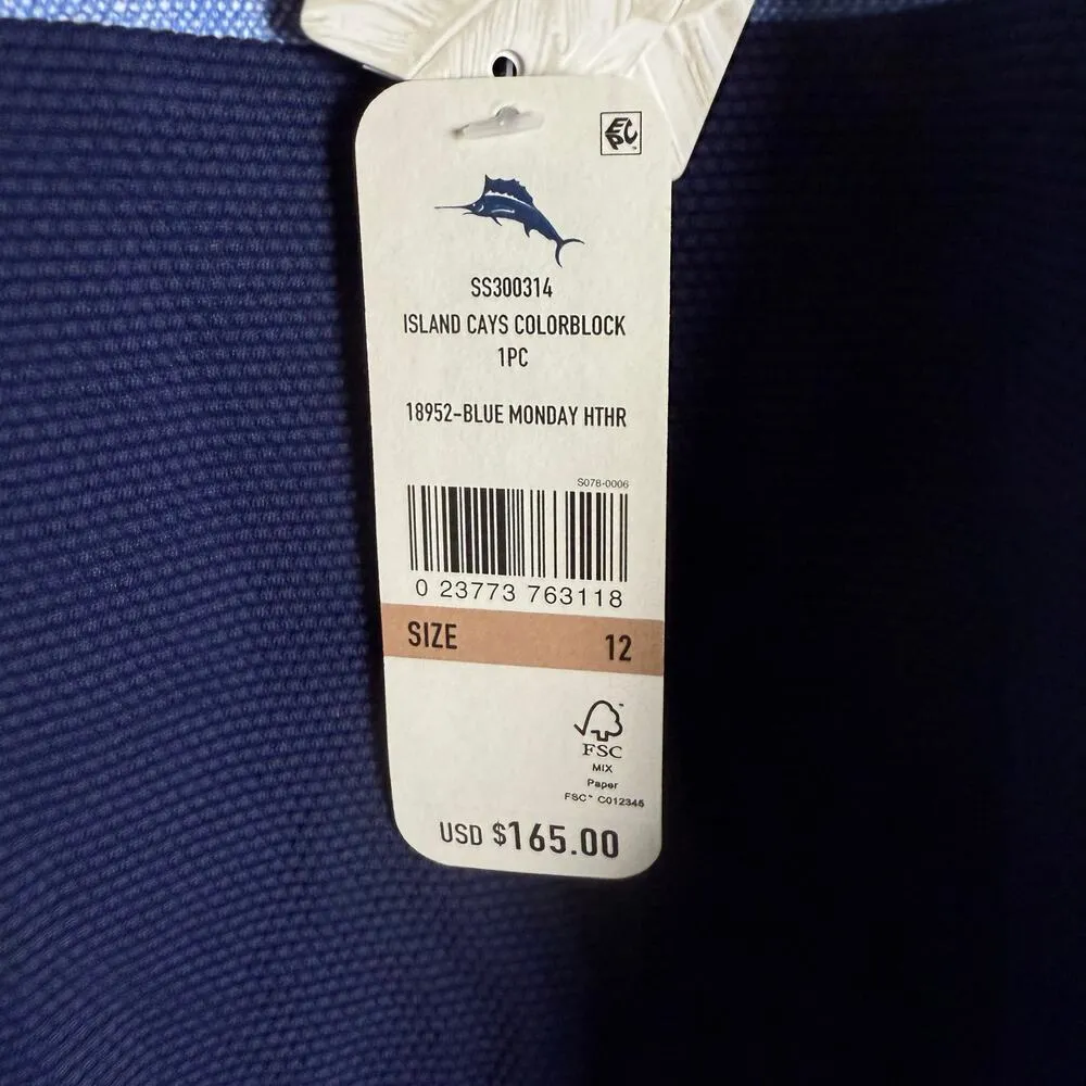 Tommy Bahama Island Cays Blue Colorblock One Piece Swimsuit Size 12 - Image 10