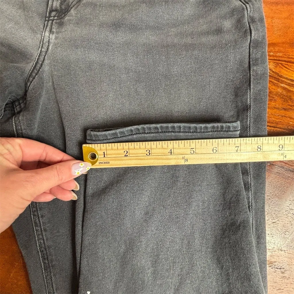 American Eagle Curvy Mom Jeans Womens Size 14 Gray Charcoal Wash High Rise - Image 3