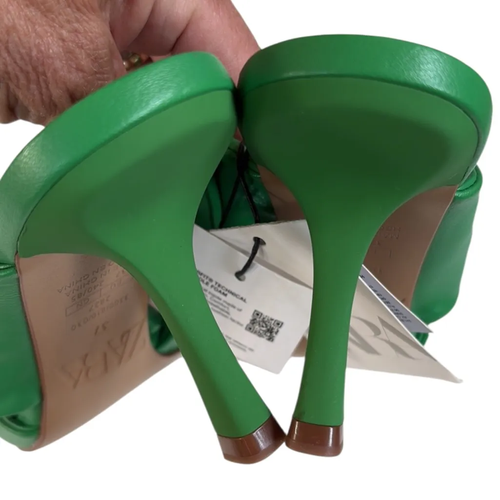 NWT Zara Heeled Sandals Green Size 6.5 - Image 7