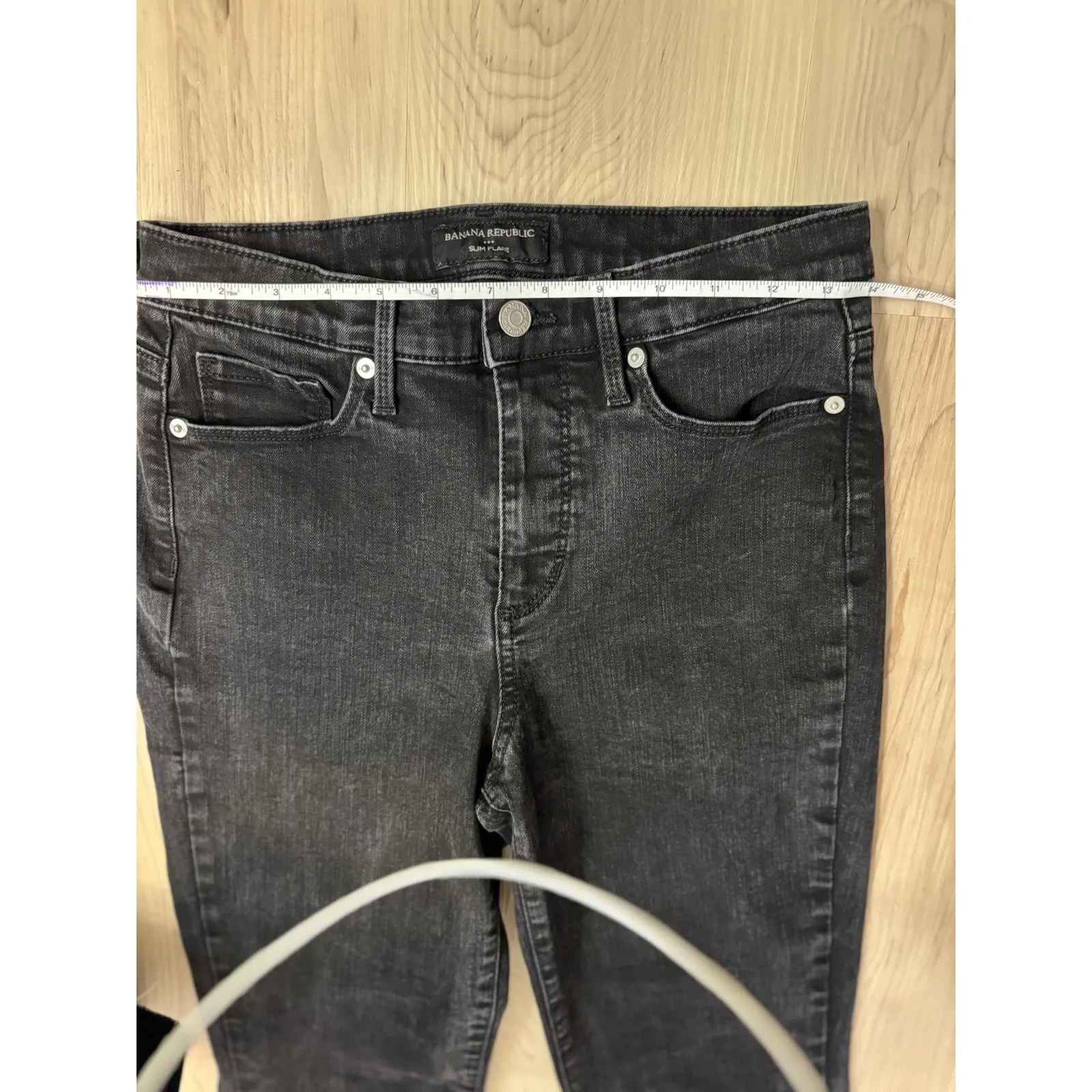 Banana Republic‎ Jeans Women Slim Flare High Rise Black size 26/2 - Image 5