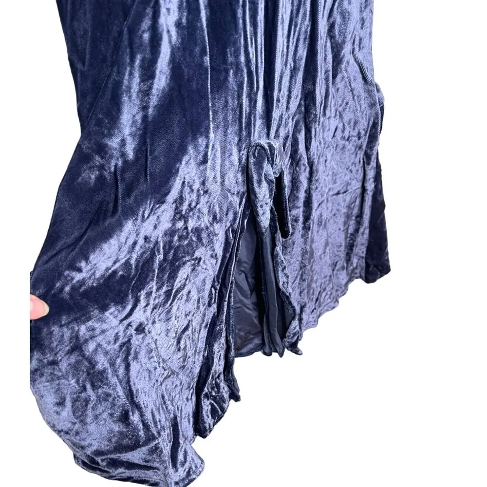 Vintage 80s Wild Rose Crushed Velour Goth Vamp Wiggle Gypsy Witchy Midi Dress - Image 3