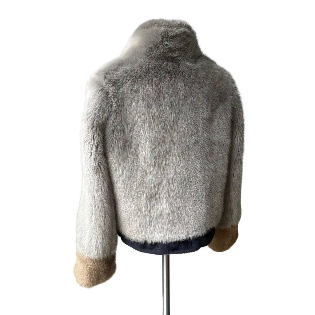 NWT, Anthropologie Molliolli Color Block Faux Fur Coat, Sz S - Image 7