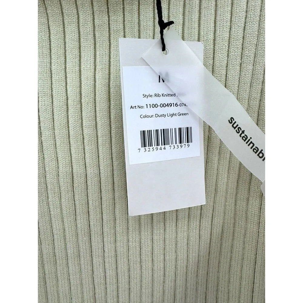 NWT Na-Kd Dusty Light Green Stretch Knit Ribbed Bandage Pencil Knit Skirt Medium - Image 4
