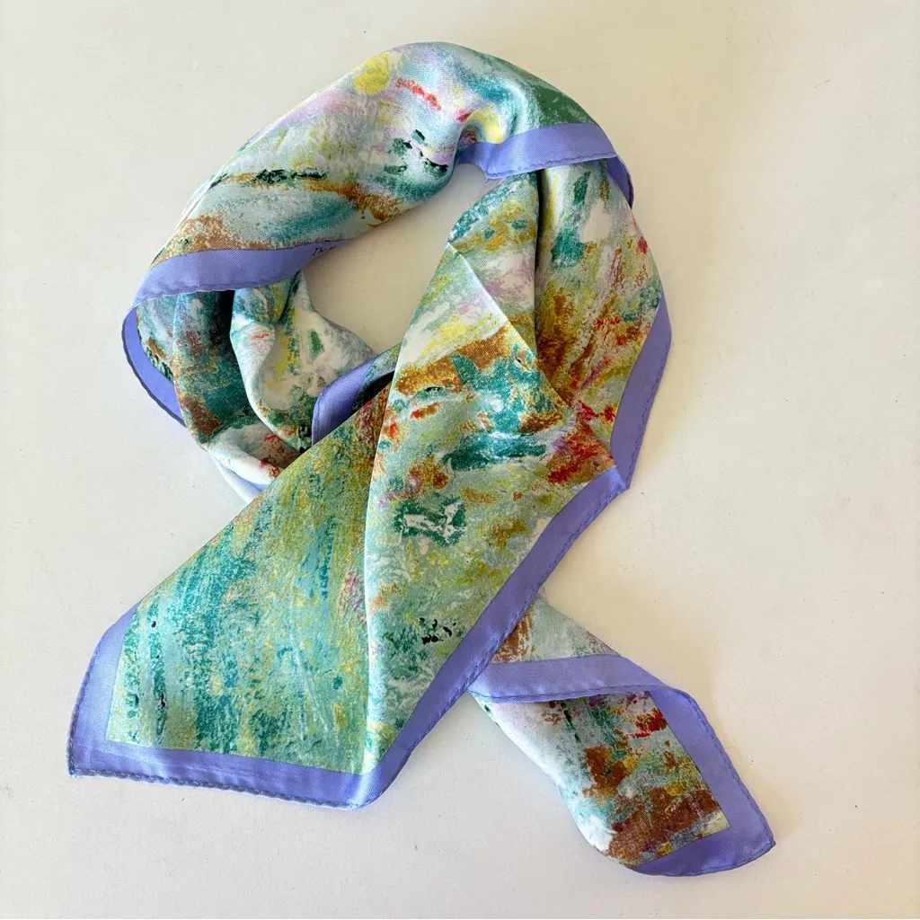 The Met Store Scarves & Wraps Monet Bridge and Water Lilies Silk Neckerchief Green - Image 4