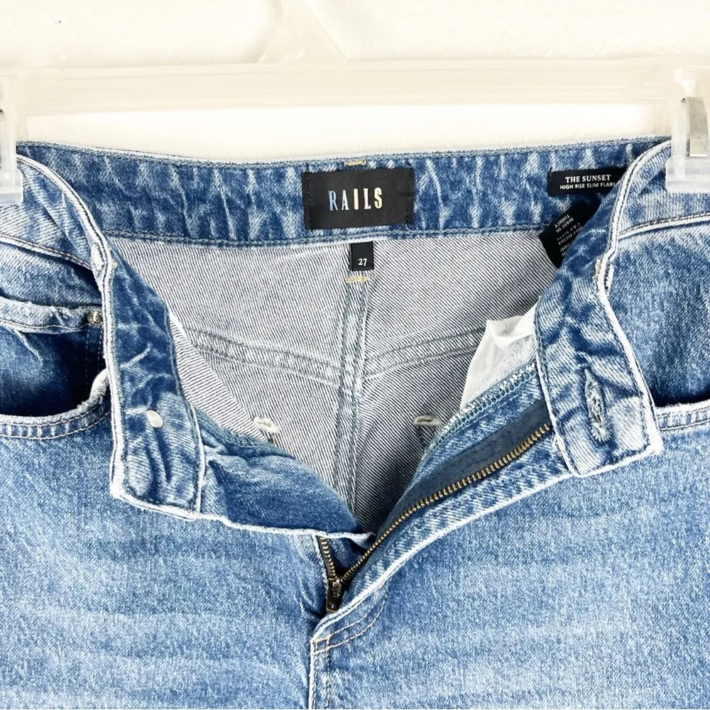 RAILS The Sunset High Rise Five Pockets Deconstructed Hem Flare Jeans, Size 27 - Image 8