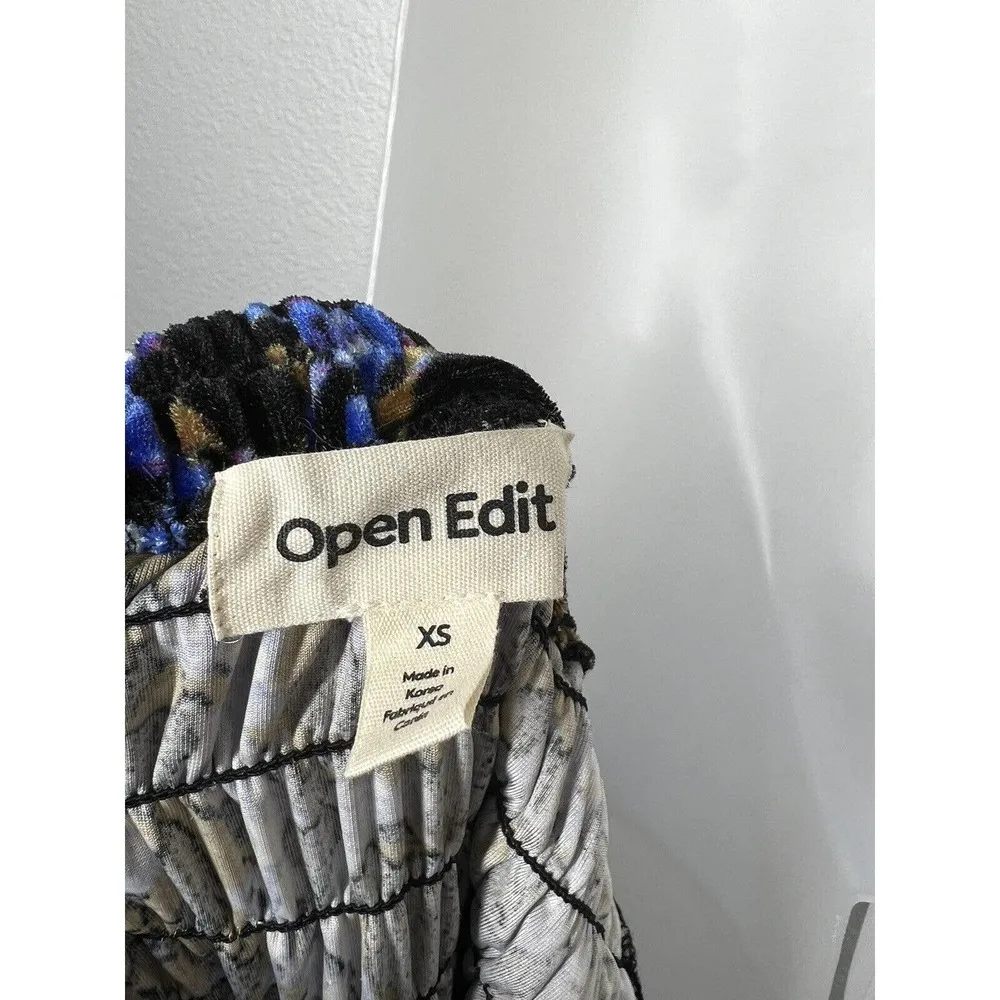 Open Edit Velour Jumpsuit XS Strapless Smocked - Image 6