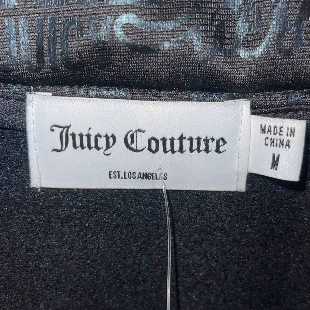 Juicy Couture Fashion Full Zip Thumbhole Logo Sweatshirt Embossed Black Size Med - Image 7