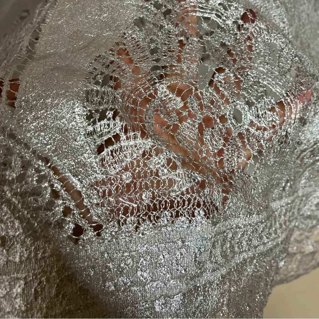 Ermanno Scervino silver metallic Lace Tunic size 46 US 10 - Image 6