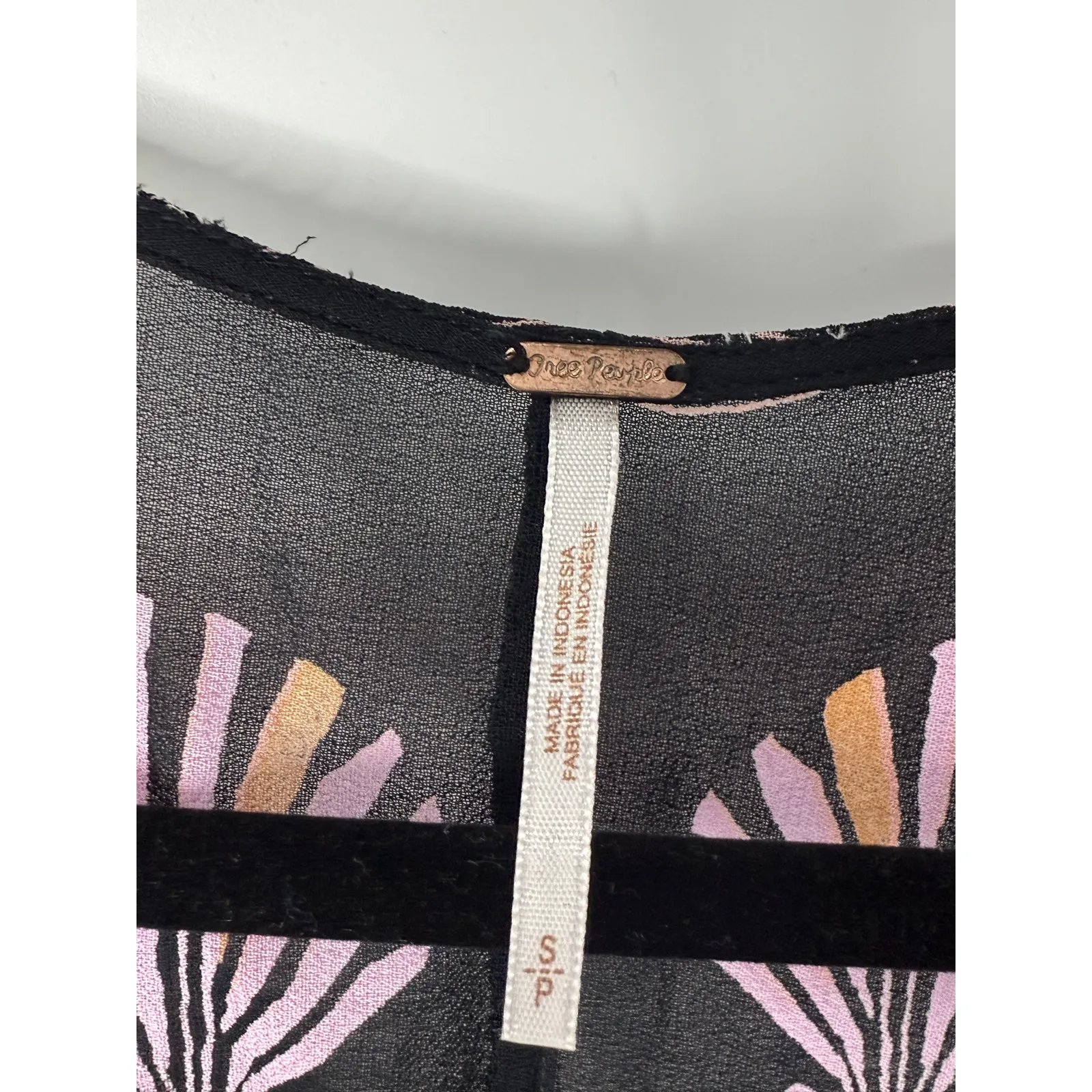 Free People Beneath the Sea Butterfly Top Sheer Cropped Blouse Small Boho Resort - Image 4