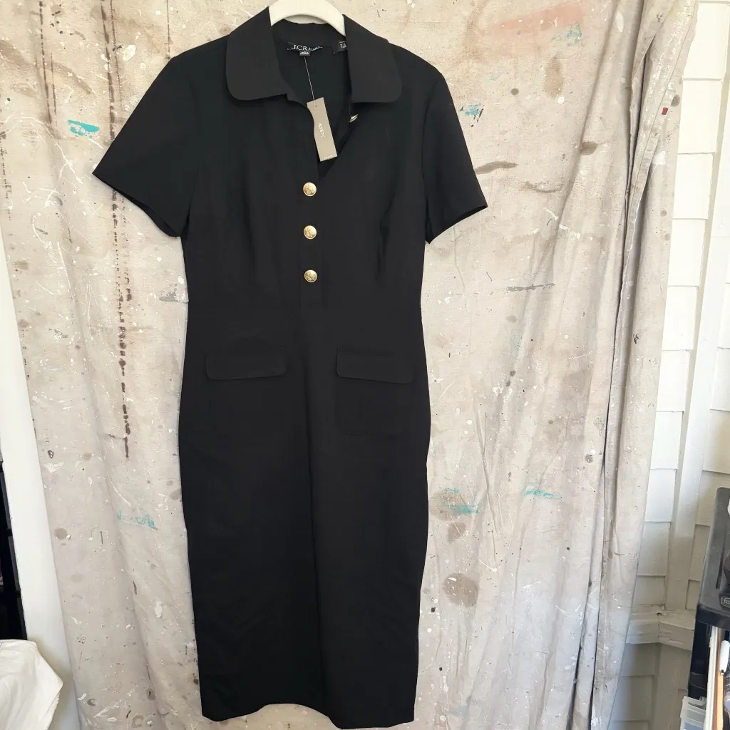 J Crew Collared Sheath Dress in Bi-Stretch Wool Blend - Image 3