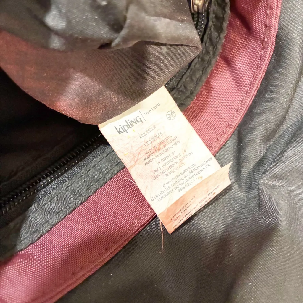 Kipling Burgundy Nylon Darold Mini Crossbody Bag Purse - Image 4