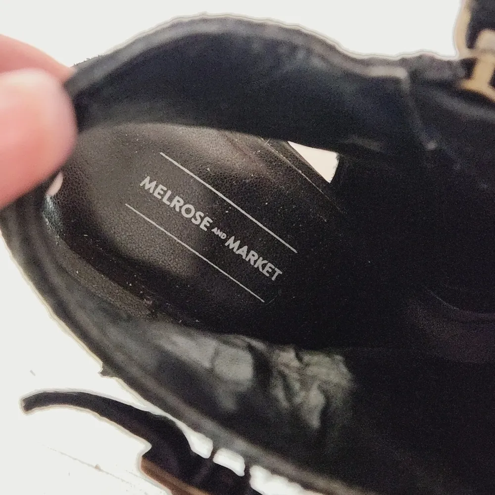 MELROSE & Market Black Suede Peep Toe Booties Buckle Straps Size 9.5 - Image 8