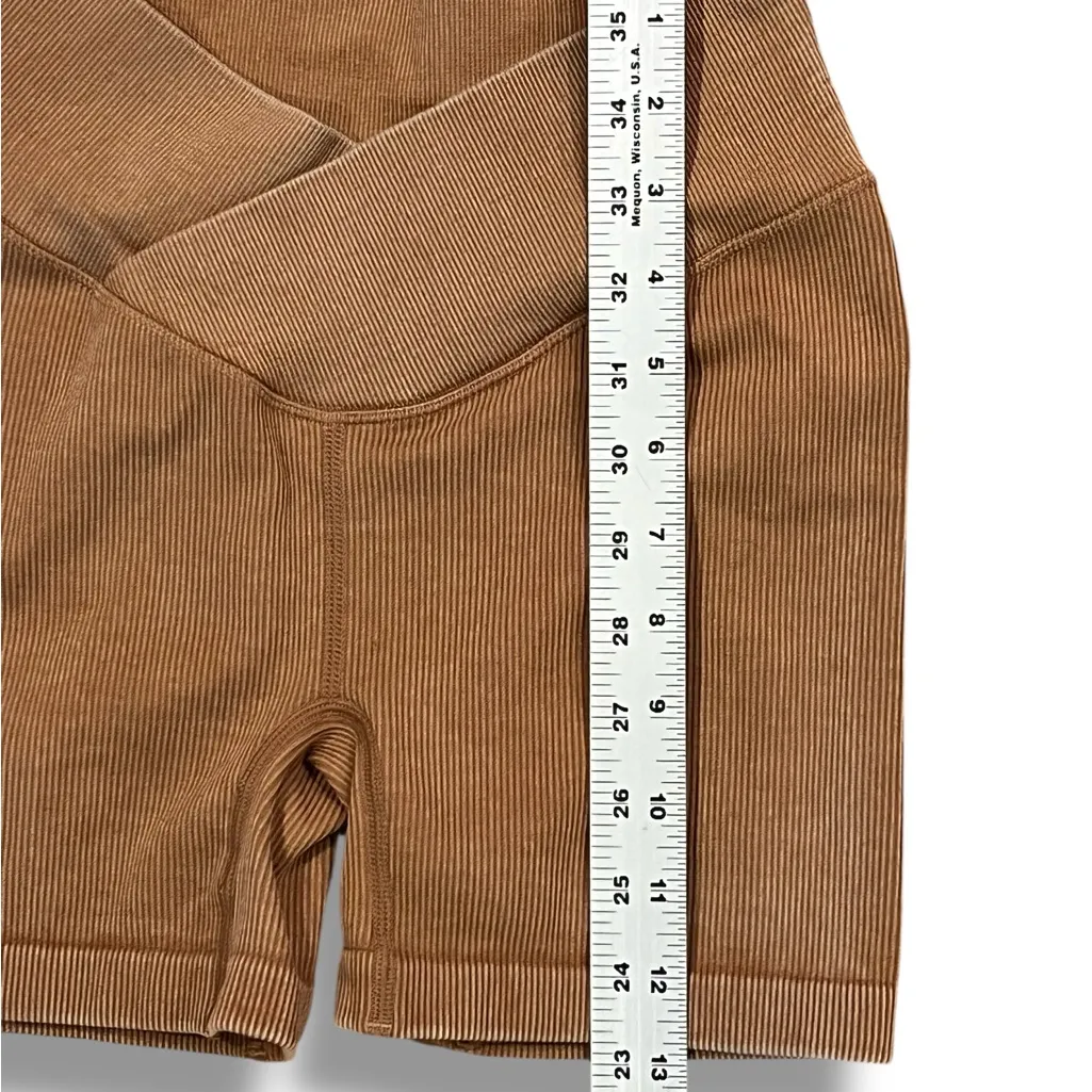 NWOT Women's Brown Ribbed Stretch Target Athletic Casual Shorts High Waist Sz M? Size M - Image 5
