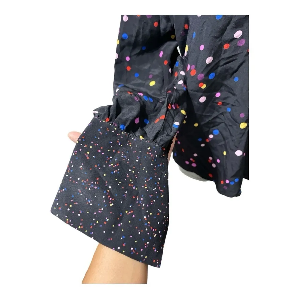 TopShop long sleeves polka dot blouse with tie in the back and on sleeves size 8 - Image 6