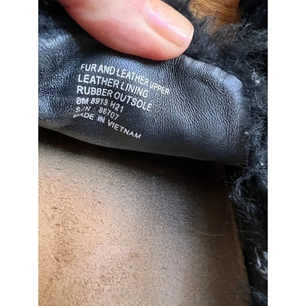 Tory Burch Black  Shearling Fluffy Mammoth Slip-On Footbed Mule 8 - Image 3