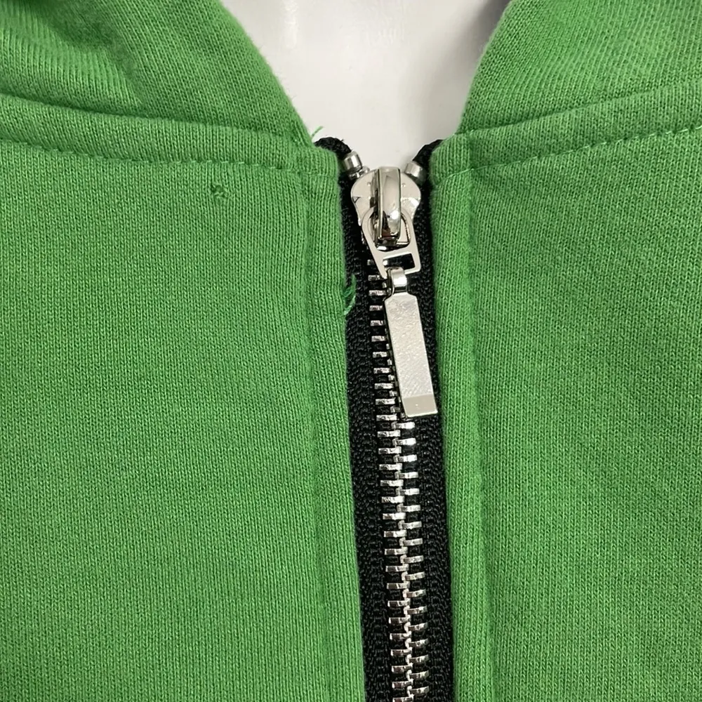 Green LA Los Angeles Pullover Zip Cropped Hoodie Jacket Adika Medium - Image 6