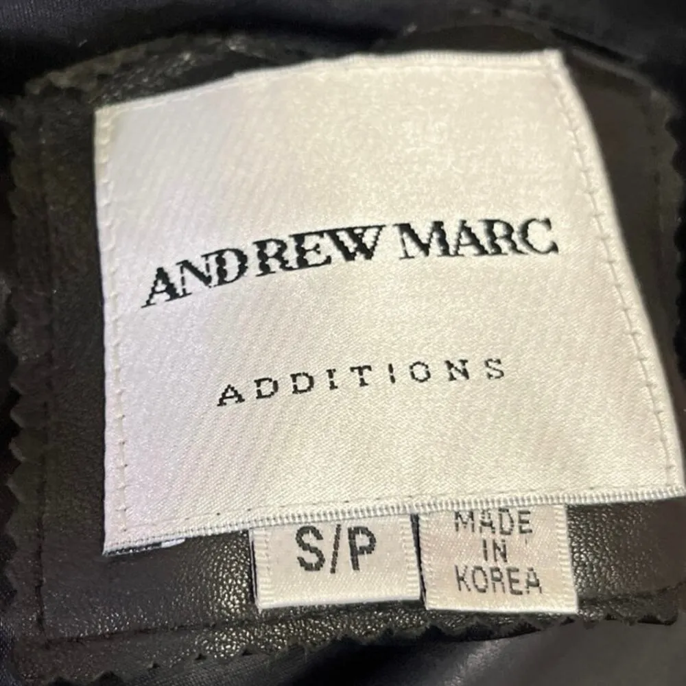 Andrew Marc Women's Black Faux Vegan Leather Button Down Moto Coat Jacket Size S - Image 4