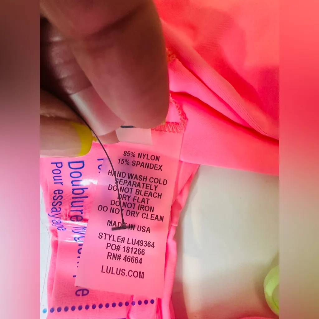 Lulus Bikini Bottoms Womens Size Large Fluorescent Pink  String Triangle NWT - Image 6