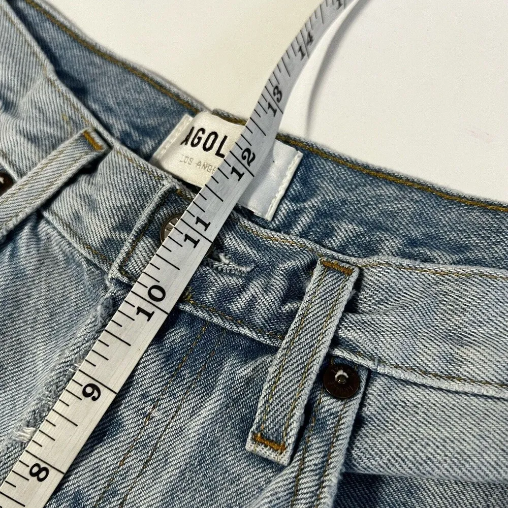 AGOLDE Sz 27 Riley High Rise Straight Crop Distressed Jeans in Blitz Blue - Image 8