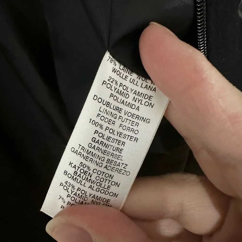 Wool blend black coat jacket minimalist full zip collared long coat size 12 - Image 3