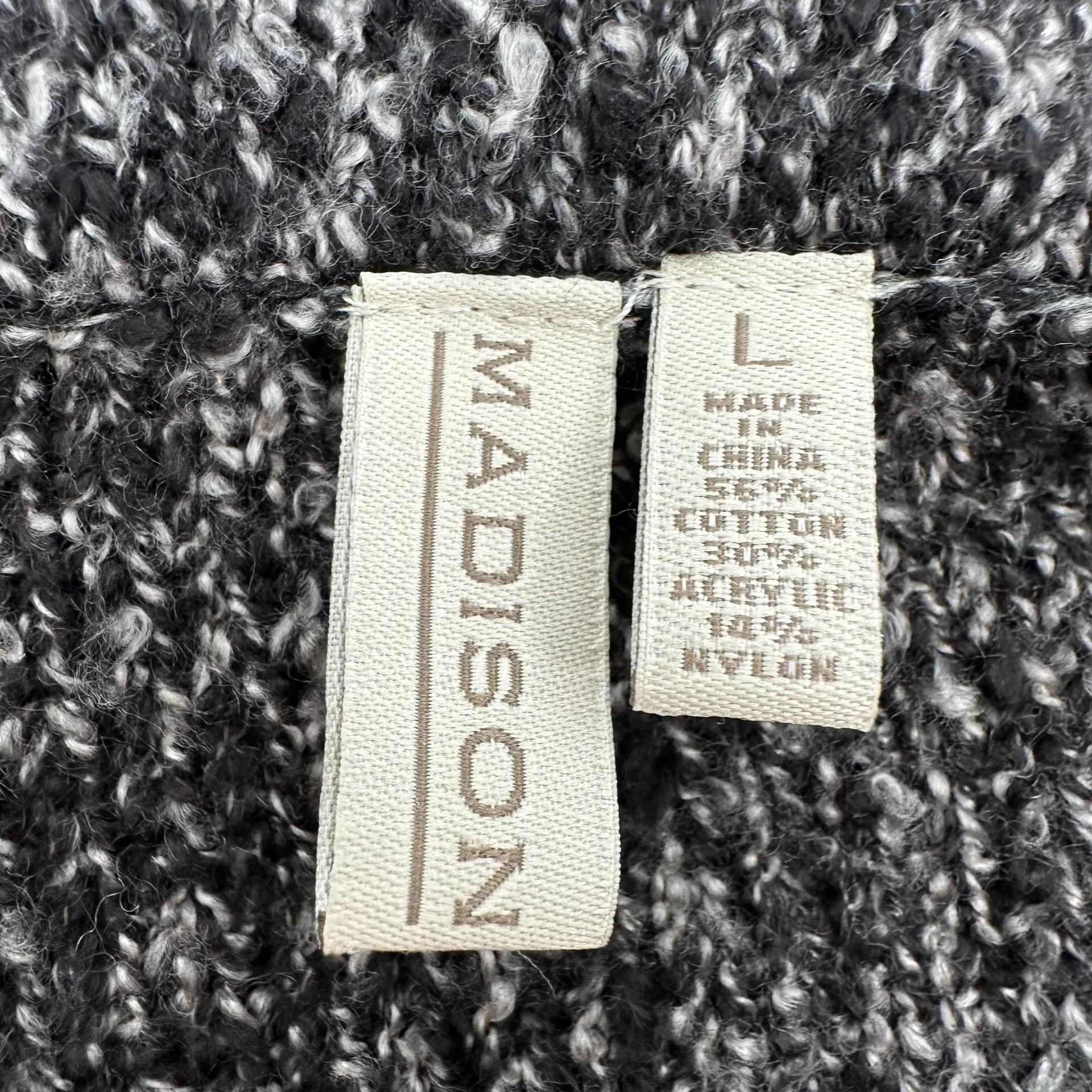 Madison Cardigan Ruffle Front Sweater Womens L Black Gray Marled 2 - Image 5