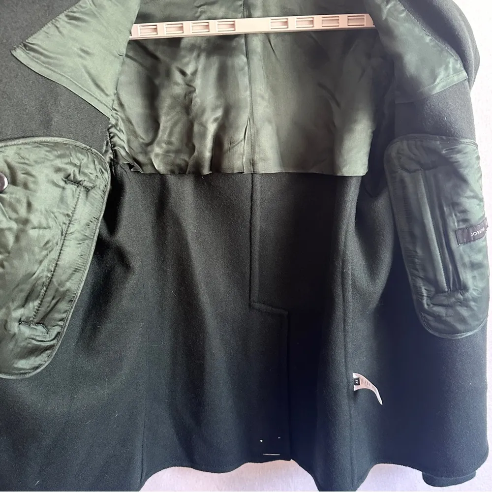 Joseph New Hector Pea Coat 42 L XL Dark Green Wool Blend Double Breasted Fitted - Image 4
