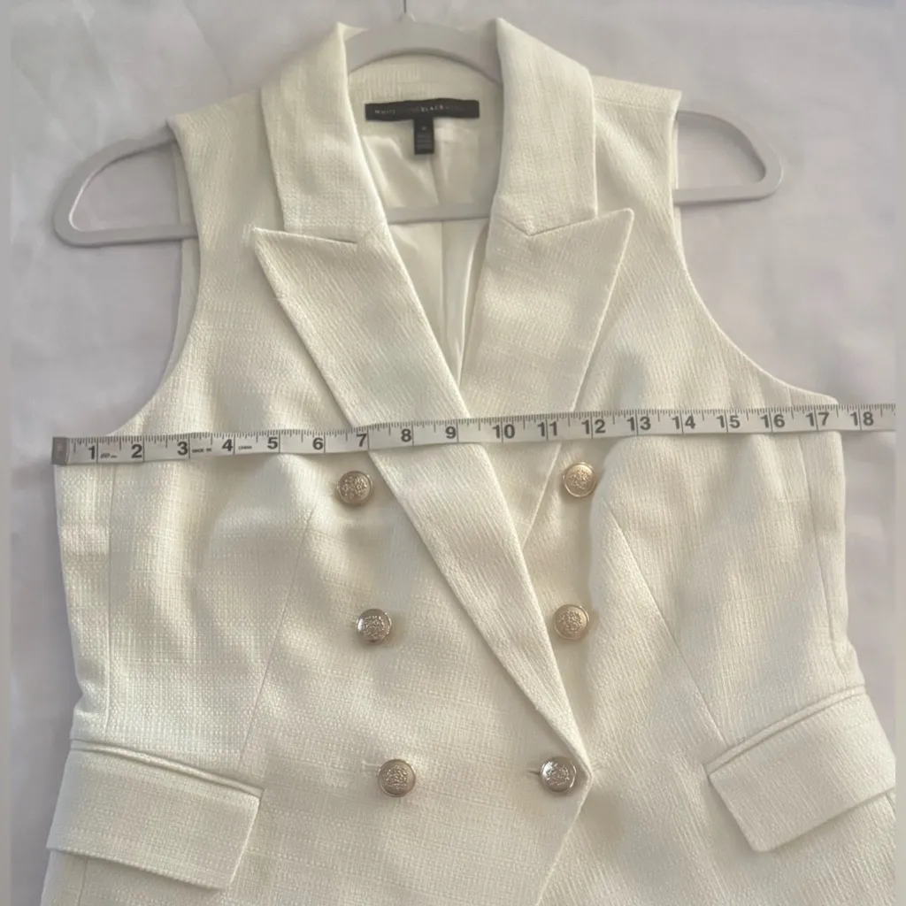 White House Black Market Cream Double-Breasted Vest - Image 8
