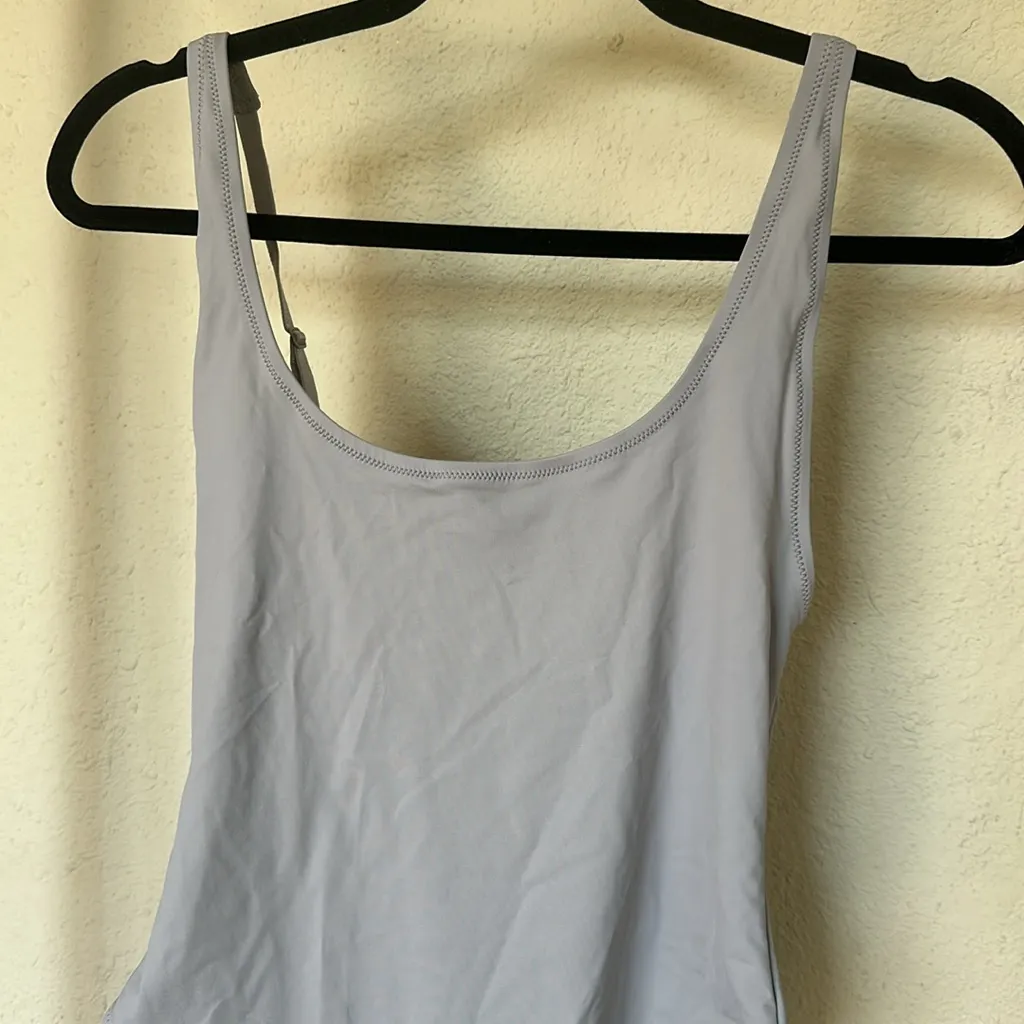 SKIMS Swim‎ Scoop Neck One Piece Swimsuit Bodysuit  Chrome in GRAY Size L NWT - Image 2