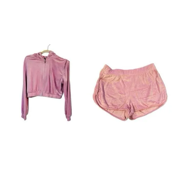 JUICY COUTURE Bling Shorts in Petal Pink Size (M)+DIVIDED Petal Pink Jacket Sz L - Image 2