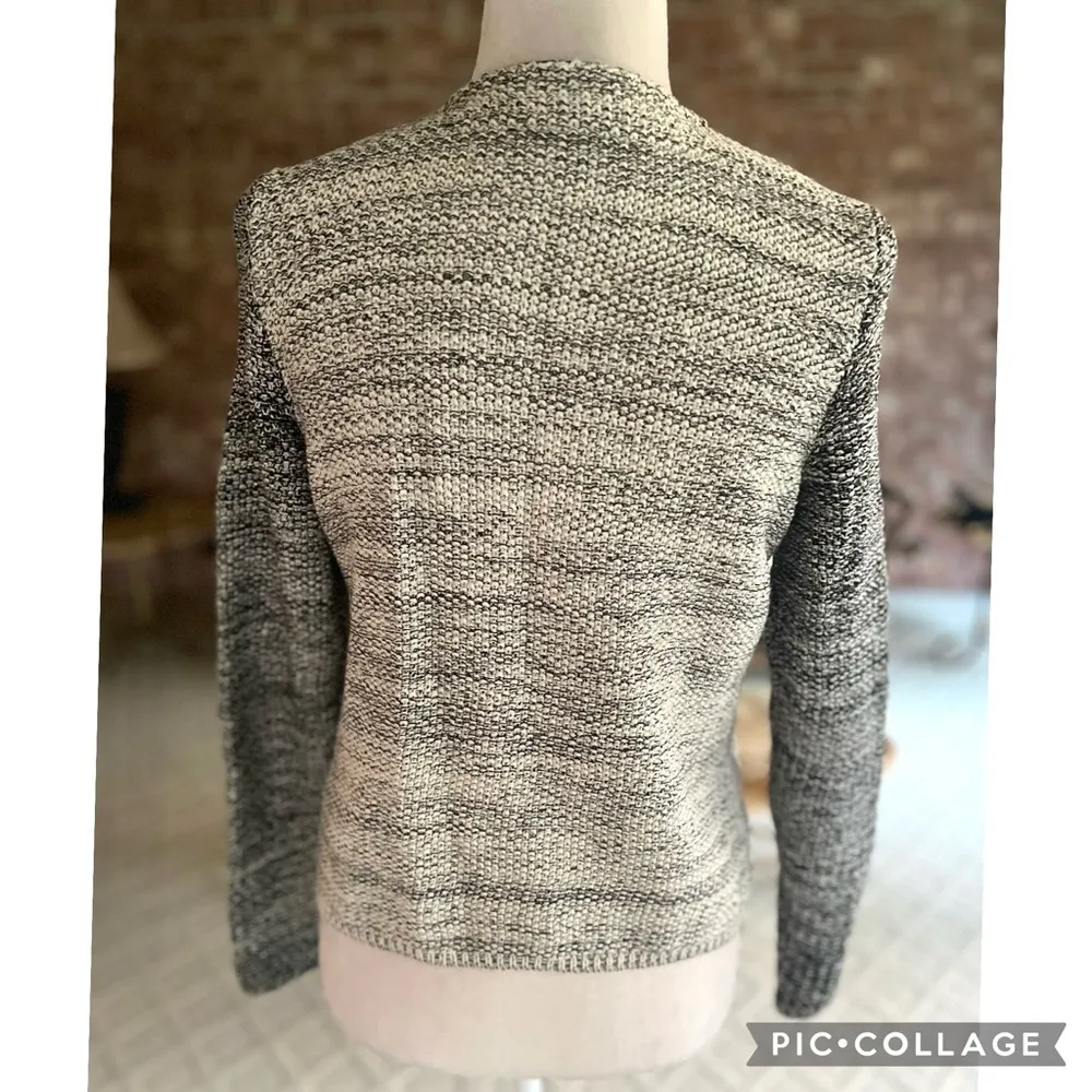 Talbots Grey Boucle Metallic Silver Knit Sweater Cardigan Zip up Jacket SP - Image 9