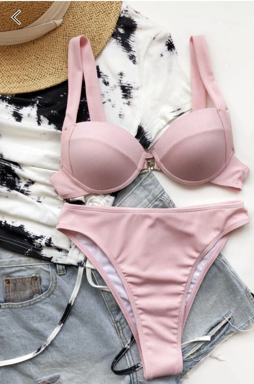 Light Pink High Waisted Bikini Size M - Image 2