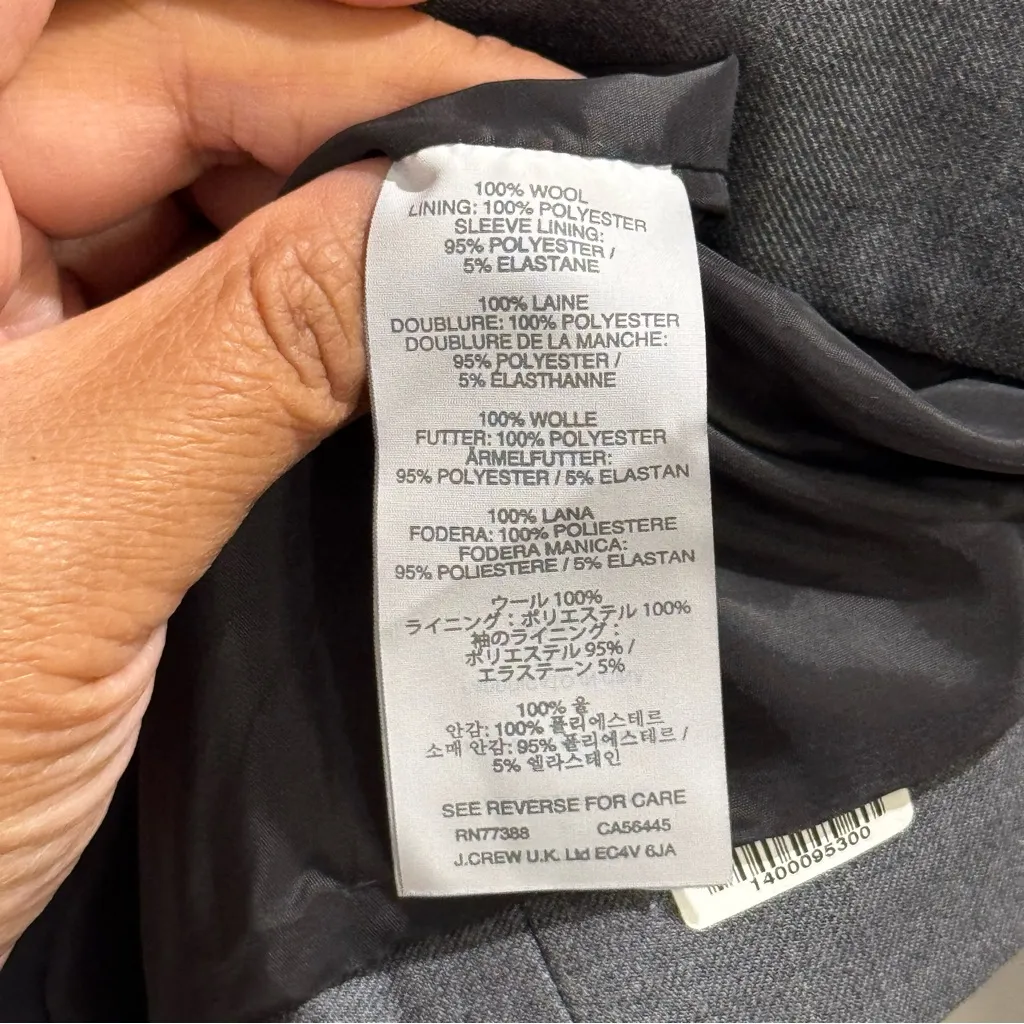 J. CREW Women’s 4 Gray Super 120’s Wool Single Button Campbell Blazer Career - Image 5