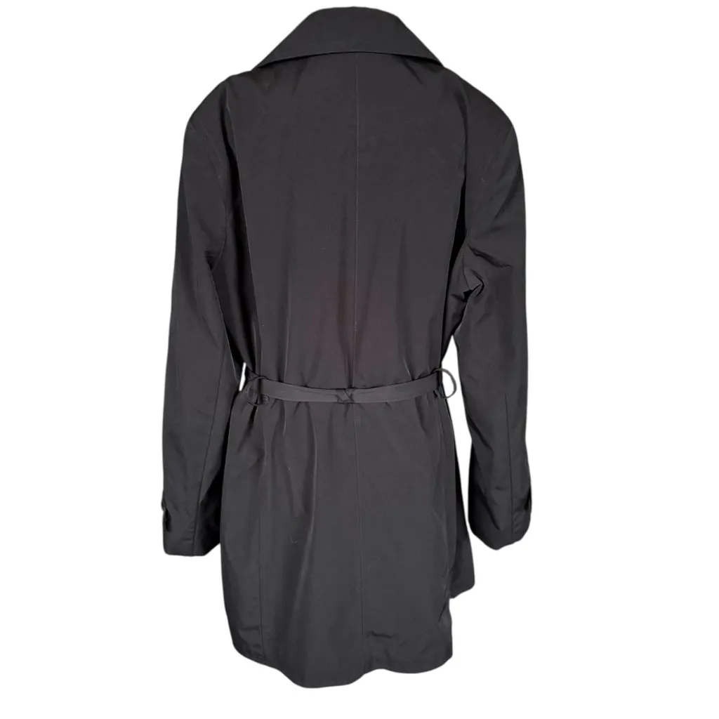 London Fog black fully lined button down belted trench coat women's size large - Image 4