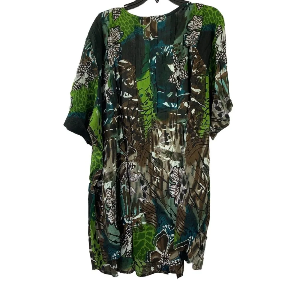 Roaman's Women's Flowery Blouse Green Size 30W - Image 2