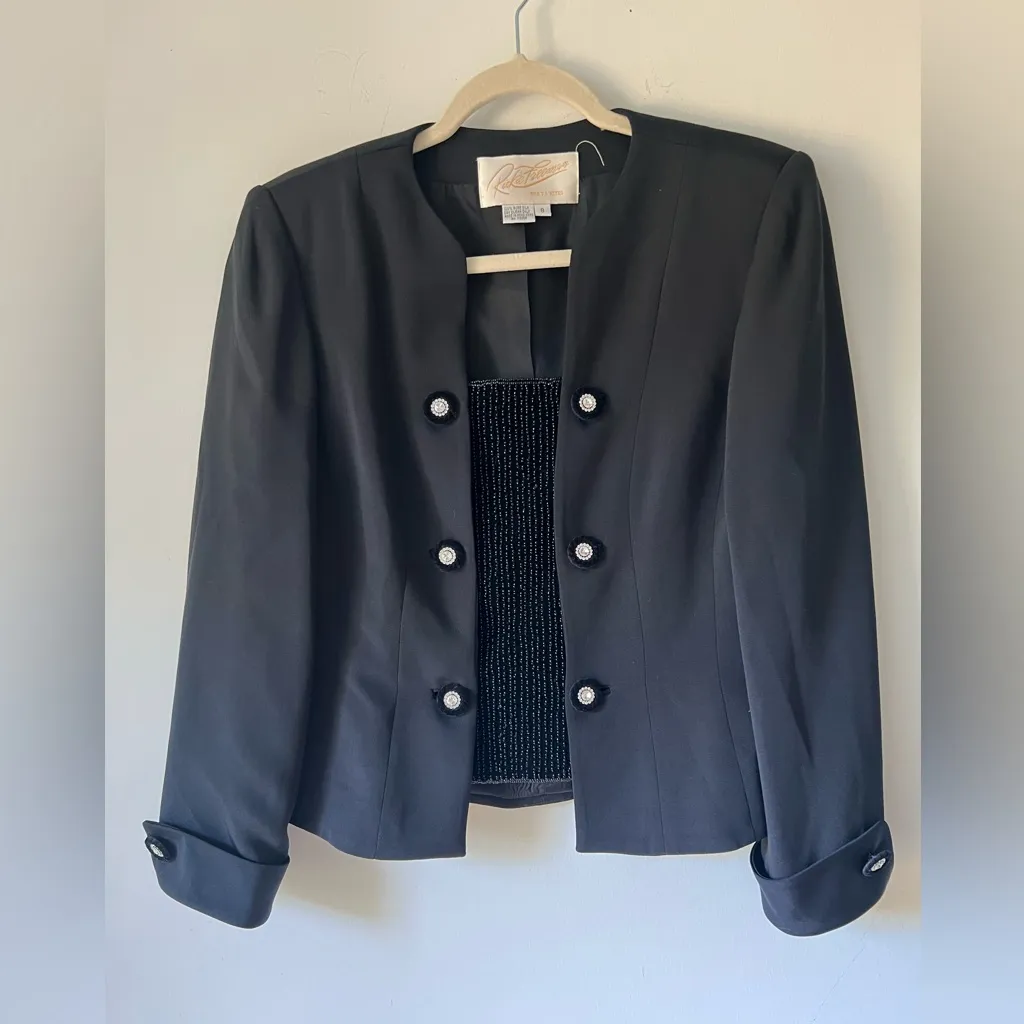 Rickie Freeman for T.J. Nites Vintage Silk Dress Black Size 8 - Image 4