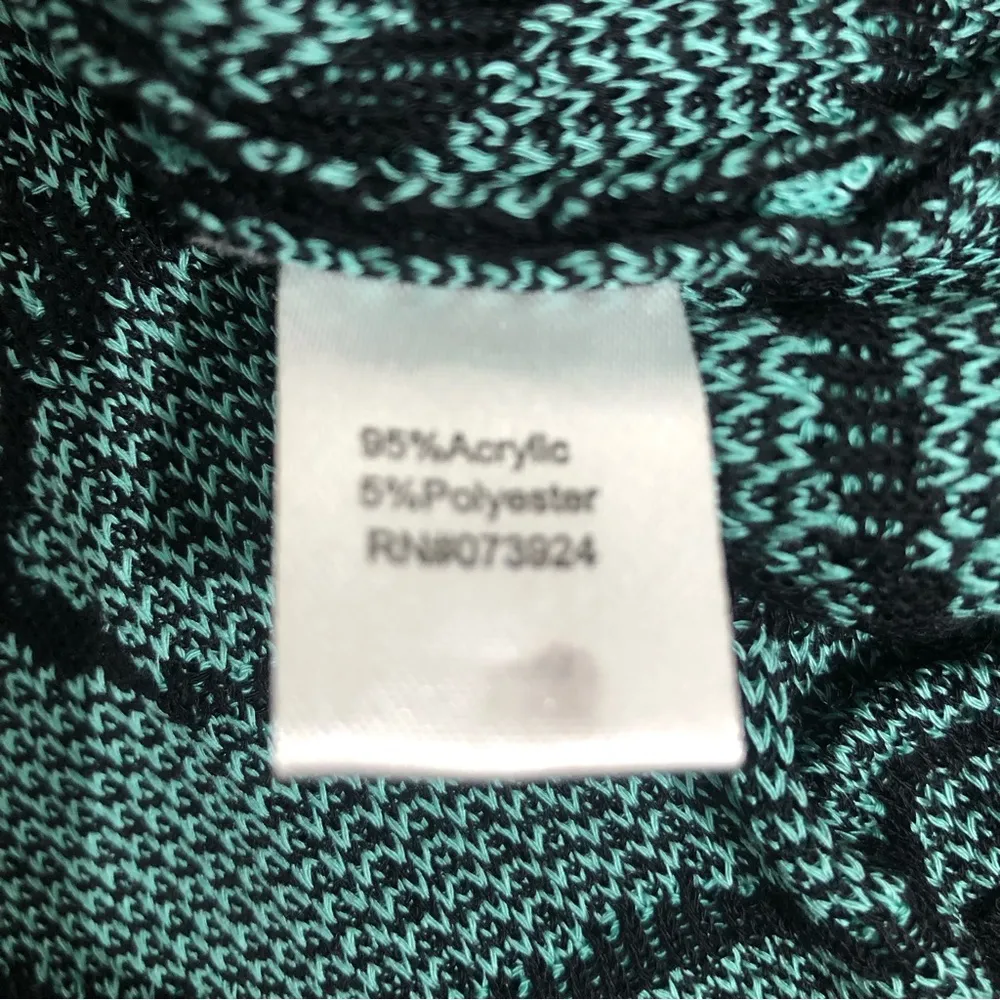 Ming Wang Black and Teal Abstract Print Acrylic Cardigan Sweater XS EUC - Image 5