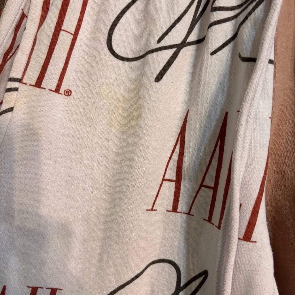 Aaliyah womens graphic jogger sweatpants tan S - Image 2