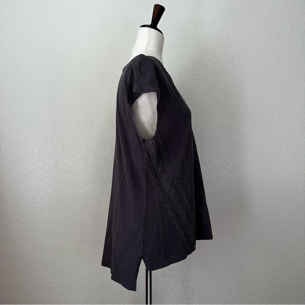 Garnett Hill 100% Cotton Charcoal Gray Crochet Top, Sz Medium - Image 5