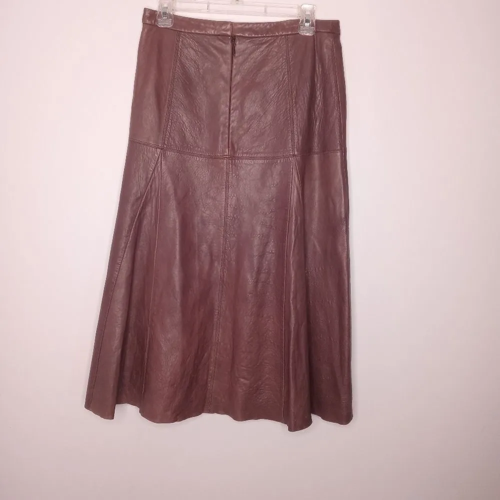 Halston Heritage Taupe Leather Skirt Size 8 - Image 11