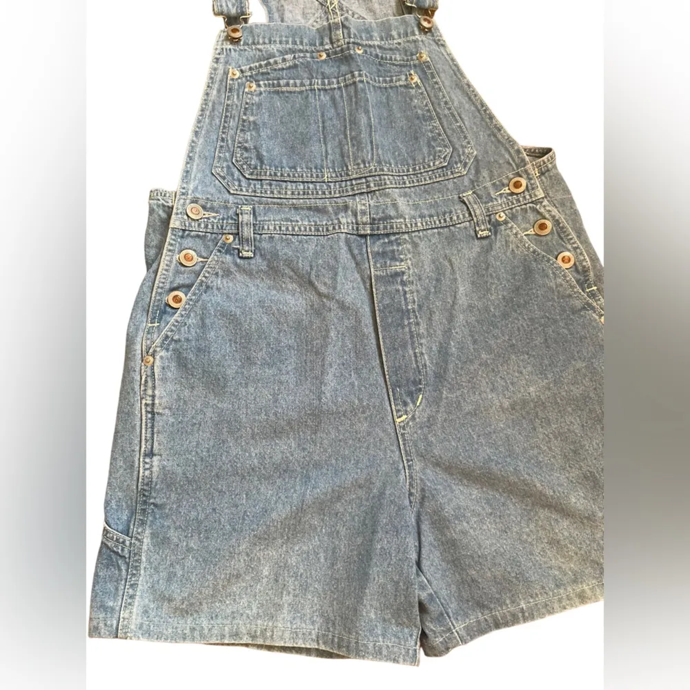 Vintage E.N.U.F Blue Denim Jeans Cargo Short Overalls Women’s Size Medium - Image 8