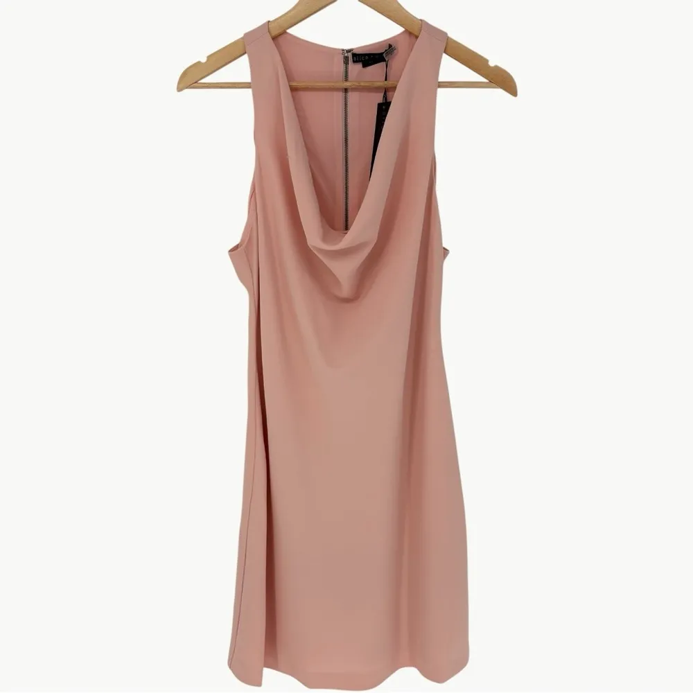 NWT Alice + Olivia Harmony Cowl Neck Racer Back Mini Dress | Sz 8 | Blush Pink - Image 9