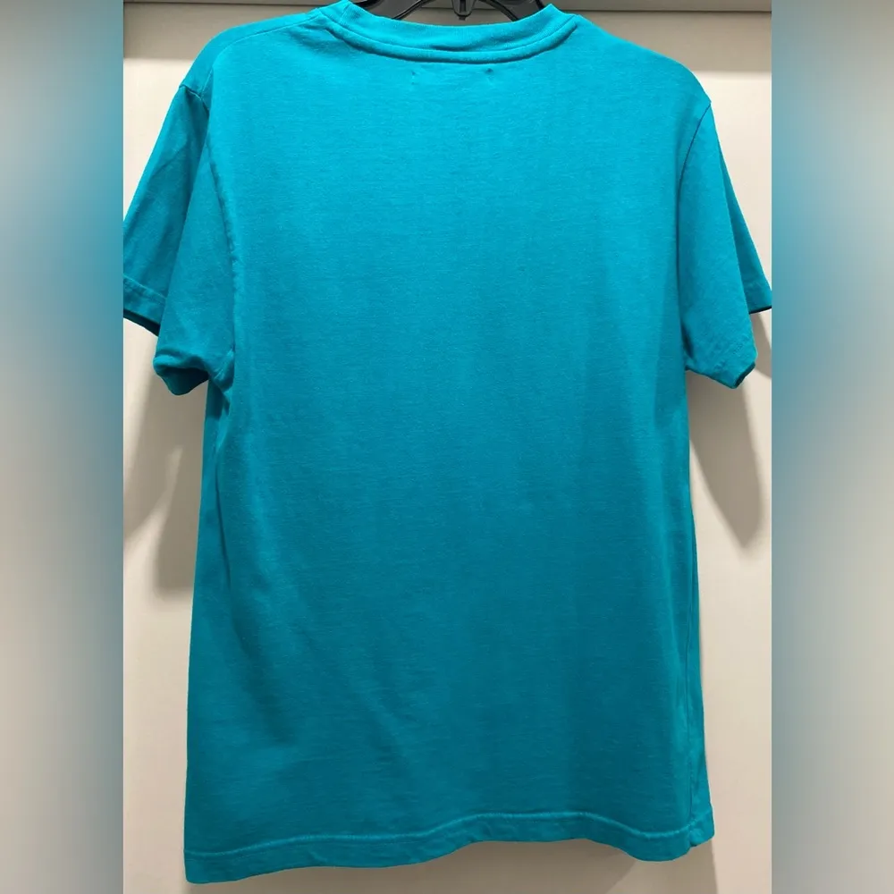 VTG Carnival Teal Blue Turquoise Short Sleeve Crew Neck T - Image 6
