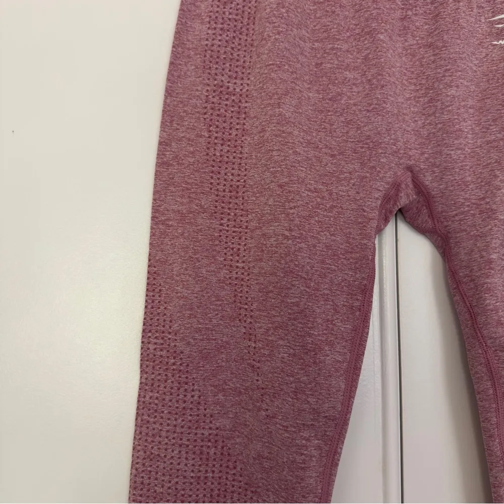 Gymshark high rise athletic leggings pink white logo stretch gym workout active - Image 7