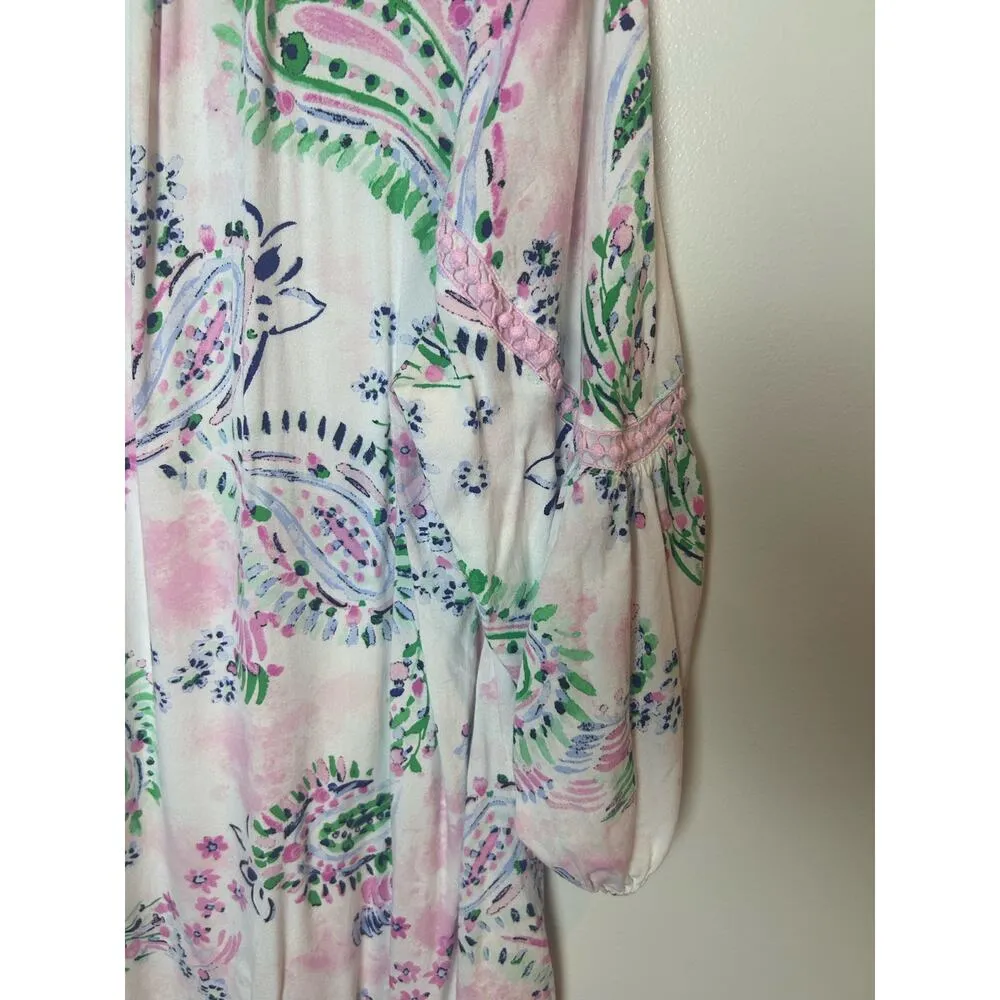 Crown & Ivy Women XL Boho Beach Vacation Cover-up Swing Pink Green - Image 4