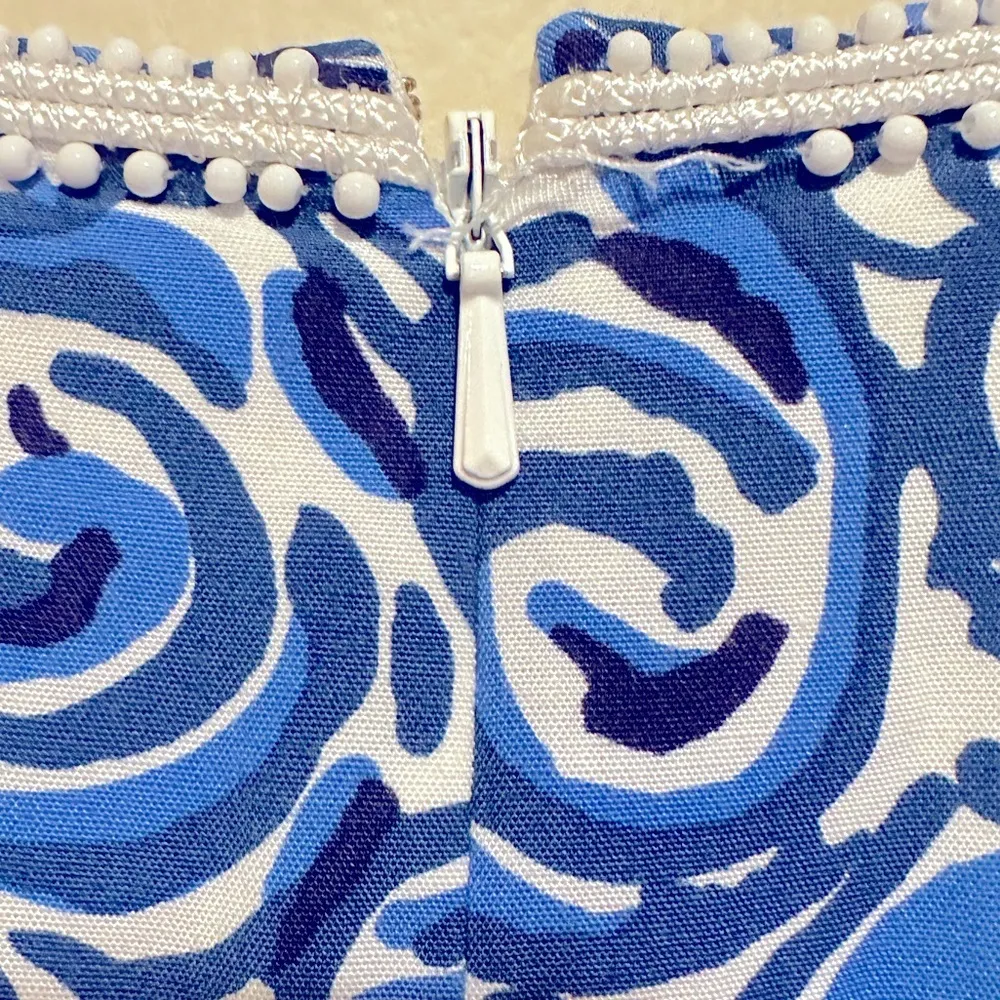 LILLY PULITZER JULIANNA CHASING TAILS BLUE WHITE BEADED TUNIC DRESS S - Image 8