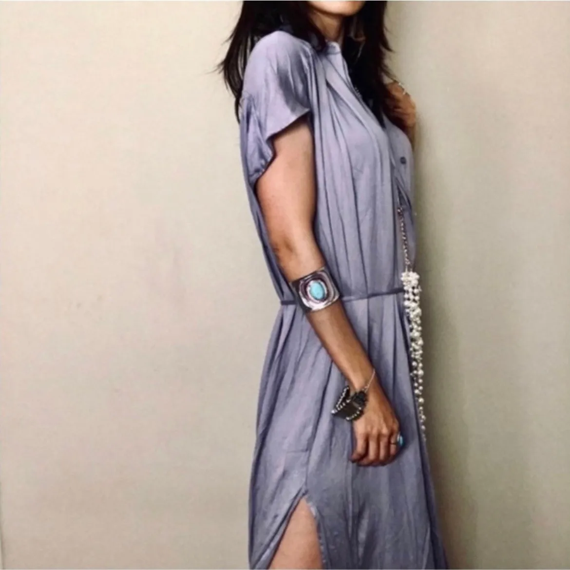 Young Fabulous&Broke Lilac Lavender Sleeveless Shirt Dress Sz.M - Image 3